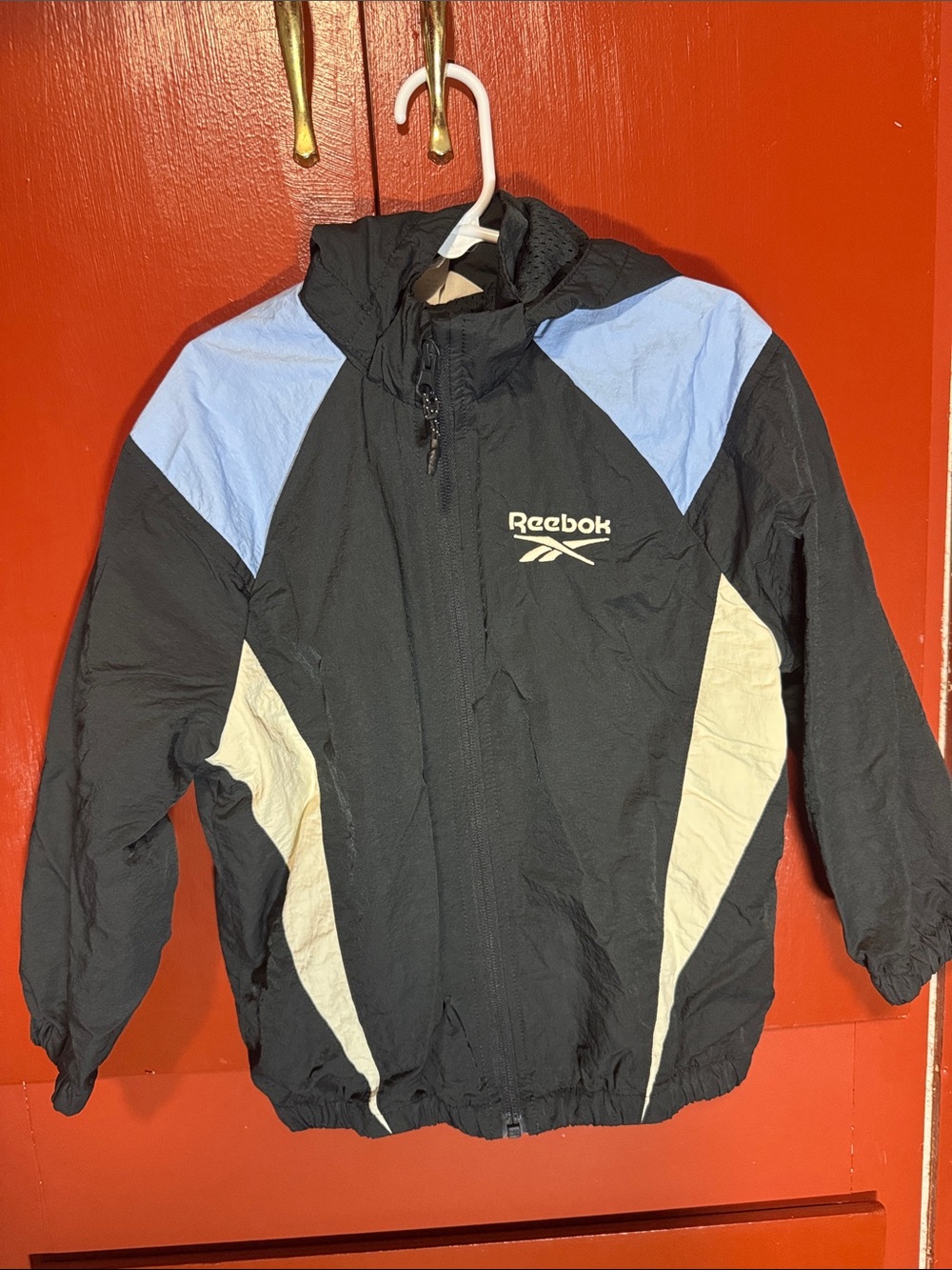 Reebok Black, Light Blue & Cream Hooded Kids Puffer Jacket